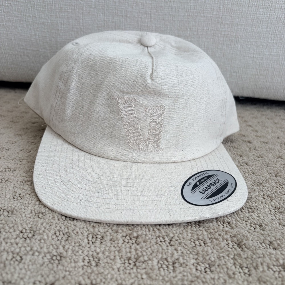 Vuori V1 Embroidery Hat Natural Snapback Dad Hat Unisex Natural Hemp Organic NWT